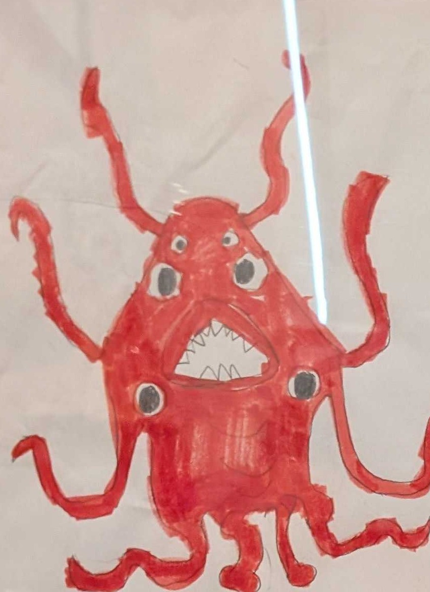 Weston's original drawing of Red Tentacle Beast