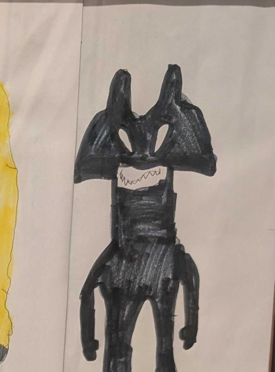 Weston's original drawing of Black Shadow Monster
