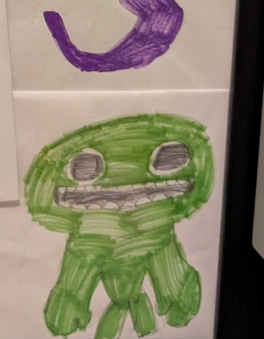 Weston's original drawing of Green Blob Monster